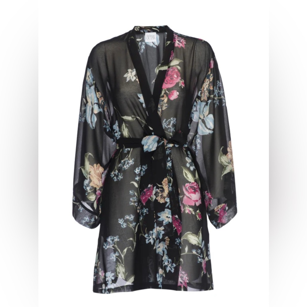 Helena Quinn Sheer Dark Floral Robe OS